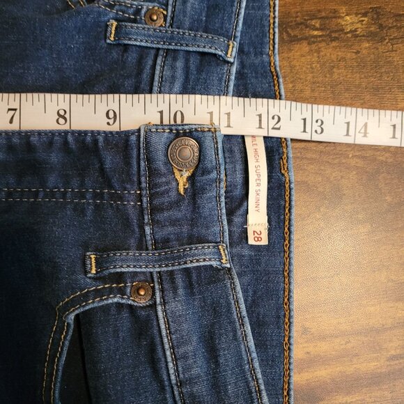 Levi's Jeans Size 28 Mile High Super Skinny Stretch Dark Wash Denim Western - Picture 9 of 11